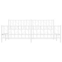 Cadre de lit métal sans matelas et pied de lit blanc 200x200 cm 