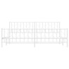 Cadre de lit métal sans matelas et pied de lit blanc 200x200 cm 