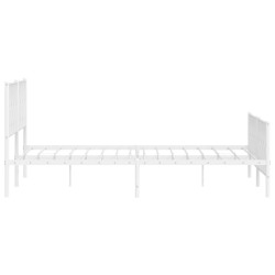 Cadre de lit métal sans matelas et pied de lit blanc 200x200 cm 