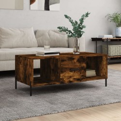 Table basse chêne fumé 102x50x40 cm bois d'ingénierie 