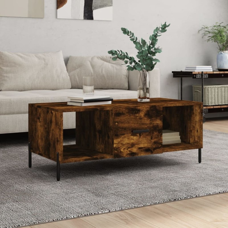 Table basse chêne fumé 102x50x40 cm bois d'ingénierie Table basse chêne fumé 102x50x40 cm bois d'ingénierie
