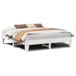 Cadre de lit sans matelas blanc 200x200 cm bois massif de pin 
