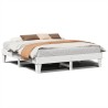 Cadre de lit sans matelas blanc 200x200 cm bois massif de pin 