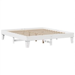 Cadre de lit sans matelas blanc 200x200 cm bois massif de pin 