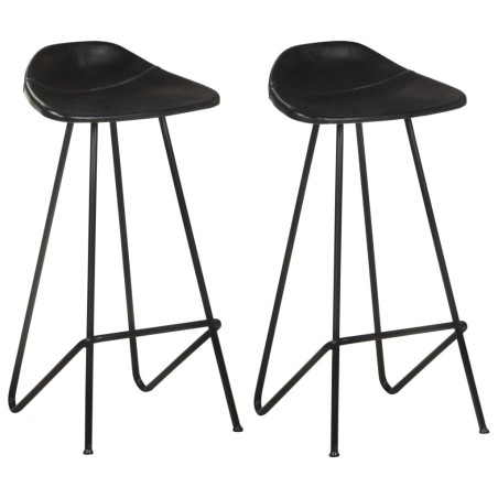 Tabourets de bar lot de 2 noir cuir véritable 