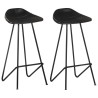Tabourets de bar lot de 2 noir cuir véritable 