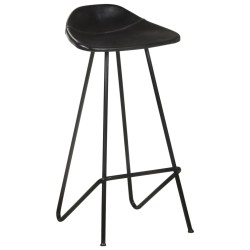 Tabourets de bar lot de 2 noir cuir véritable 