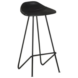 Tabourets de bar lot de 2 noir cuir véritable 