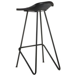 Tabourets de bar lot de 2 noir cuir véritable 
