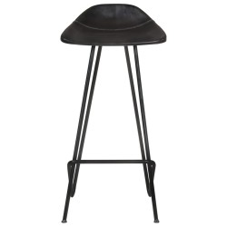 Tabourets de bar lot de 2 noir cuir véritable 