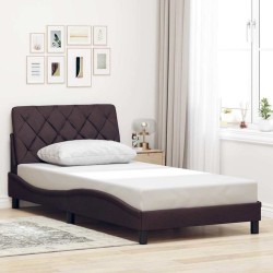 Cadre de lit sans matelas marron foncé 100x200 cm tissu 