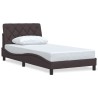 Cadre de lit sans matelas marron foncé 100x200 cm tissu 