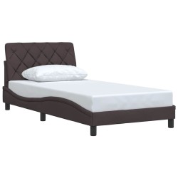 Cadre de lit sans matelas marron foncé 100x200 cm tissu 