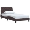 Cadre de lit sans matelas marron foncé 100x200 cm tissu 