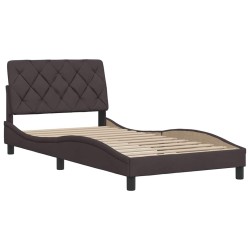 Cadre de lit sans matelas marron foncé 100x200 cm tissu 