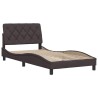 Cadre de lit sans matelas marron foncé 100x200 cm tissu 