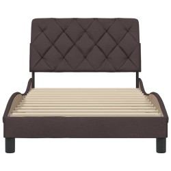 Cadre de lit sans matelas marron foncé 100x200 cm tissu 