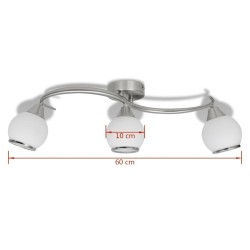 Plafonnier avec abat-jour en verre sur rail pour 3 ampoules E14 
