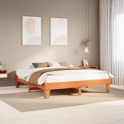Cadre de lit sans matelas cire marron 200x200cm bois pin massif 