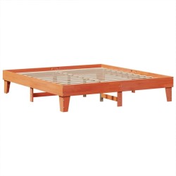Cadre de lit sans matelas cire marron 200x200cm bois pin massif 