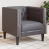Fauteuil Chesterfield gris similicuir 