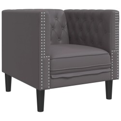 Fauteuil Chesterfield gris similicuir 