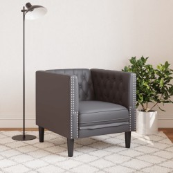 Fauteuil Chesterfield gris similicuir 