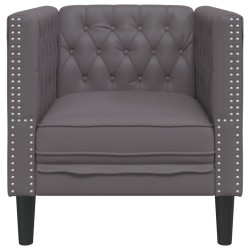 Fauteuil Chesterfield gris similicuir 