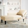 Chaise longue avec coussin crème tissu en velours côtelé 