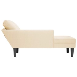 Chaise longue avec coussin crème tissu en velours côtelé 