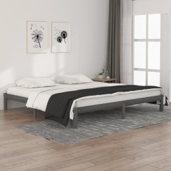 Cadre de lit sans matelas bois massif de pin gris 200x200 cm 