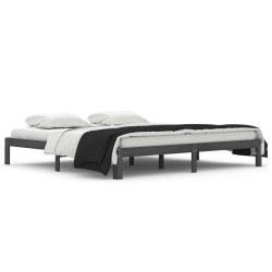Cadre de lit sans matelas bois massif de pin gris 200x200 cm 