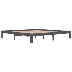 Cadre de lit sans matelas bois massif de pin gris 200x200 cm 