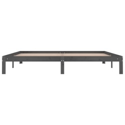 Cadre de lit sans matelas bois massif de pin gris 200x200 cm 