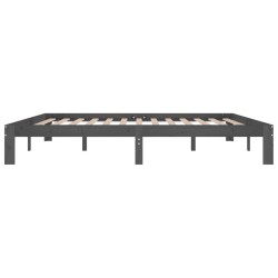 Cadre de lit sans matelas bois massif de pin gris 200x200 cm 