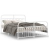 Cadre de lit métal sans matelas et pied de lit blanc 160x200 cm 
