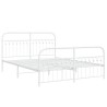 Cadre de lit métal sans matelas et pied de lit blanc 160x200 cm 