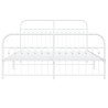 Cadre de lit métal sans matelas et pied de lit blanc 160x200 cm 