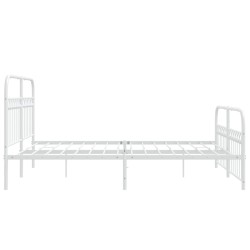 Cadre de lit métal sans matelas et pied de lit blanc 160x200 cm 
