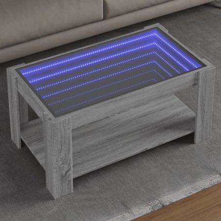 Table basse avec LED sonoma gris 93x53x45 cm bois d'ingénierie 