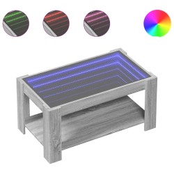 Table basse avec LED sonoma gris 93x53x45 cm bois d'ingénierie 