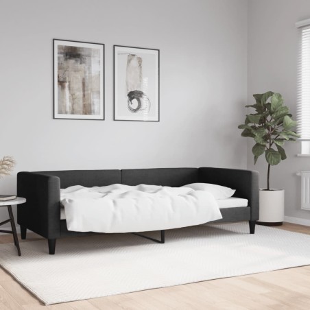 Lit de repos sans matelas noir 90x200 cm tissu 