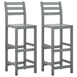 Tabourets de bar lot de 2 gris bois d'acacia massif 