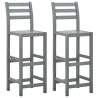 Tabourets de bar lot de 2 gris bois d'acacia massif 