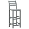 Tabourets de bar lot de 2 gris bois d'acacia massif 