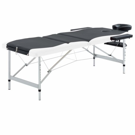 Table de massage pliable 3 zones Aluminium Noir et blanc 