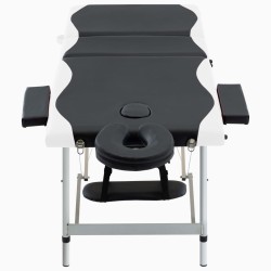 Table de massage pliable 3 zones Aluminium Noir et blanc 
