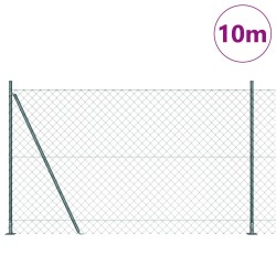 Clôture en chaîne avec 7 poteaux à bride 1,5x10 m en acier galvanisé 