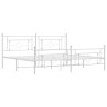 Cadre de lit métal sans matelas et pied de lit blanc 200x200 cm 