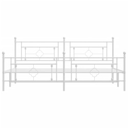 Cadre de lit métal sans matelas et pied de lit blanc 200x200 cm 